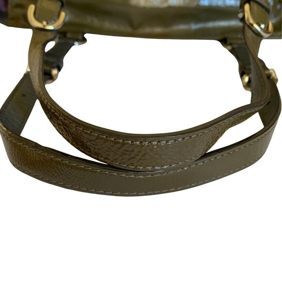 Coach Olive Green Embossed Patent Leather Tote / Shoulder Bag Medium Size - Picture 6 of 12